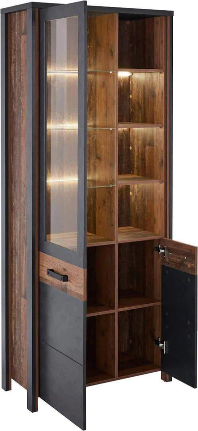 Luscanny Prime Blend Wooden 196cm High Display Cabinet in 2 Styles