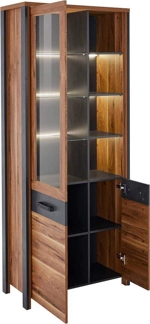 Luscanny Prime Blend Wooden 196cm High Display Cabinet in 2 Styles