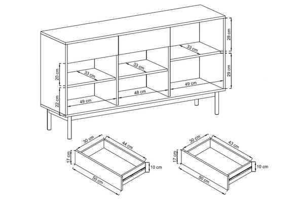 Luscanny La Fenzy Polished Wooden Sideboard Cabinet & TV Stand 154cm