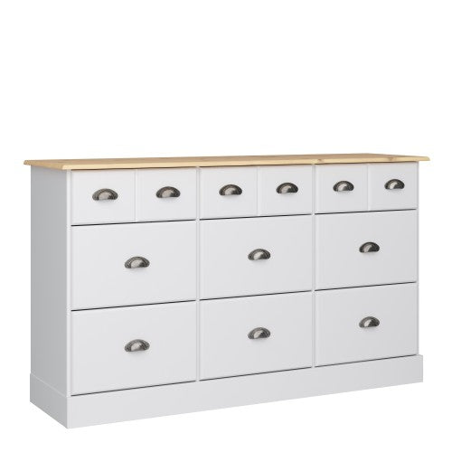 Nola 6+3 Drawer Chest White & Pine Living Room Sideboard