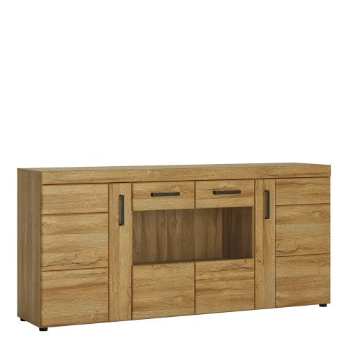 Luscanny Cortina 4 door wide glazed sideboard in Grandson Oak Living Room Storage Unit