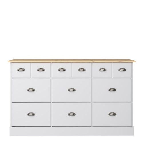 Nola 6+3 Drawer Chest White & Pine Living Room Sideboard