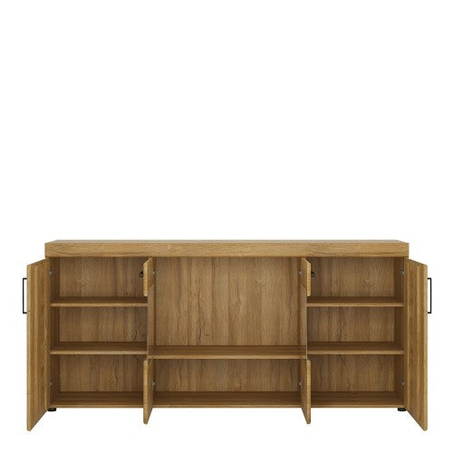 Luscanny Cortina 4 door wide glazed sideboard in Grandson Oak Living Room Storage Unit