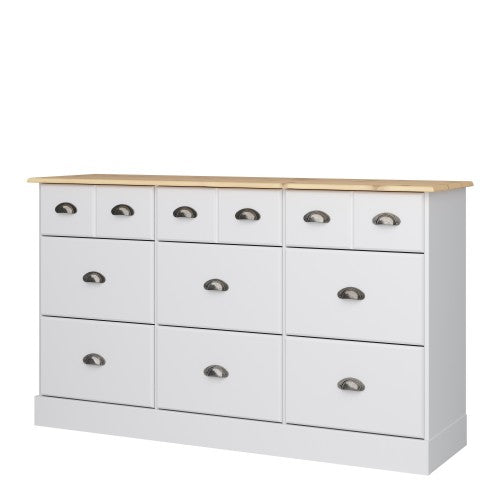 Nola 6+3 Drawer Chest White & Pine Living Room Sideboard