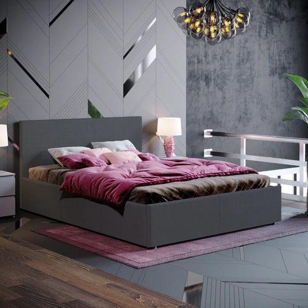 Luscanny Double Dark Grey Ottoman Bed With Large Underbed Storage