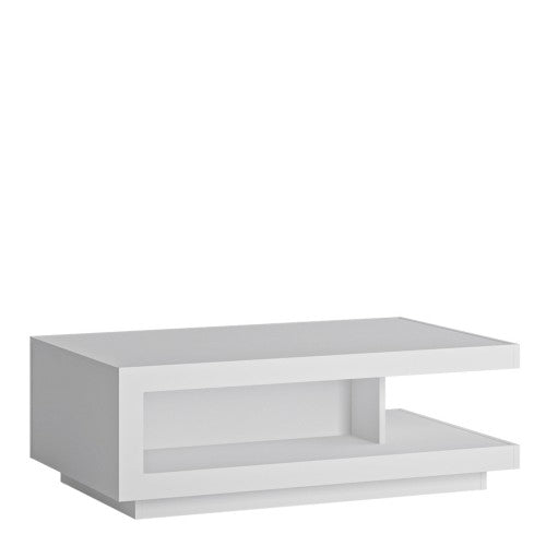 Luscanny Designer coffee table in Riviera White High Gloss for Living Room, Bedroom, Office