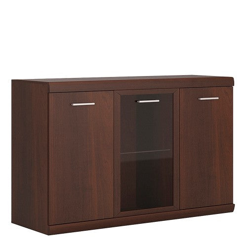 Luscanny Imperial 3 Door Glazed Sideboard in Dark Mahogany Melamine