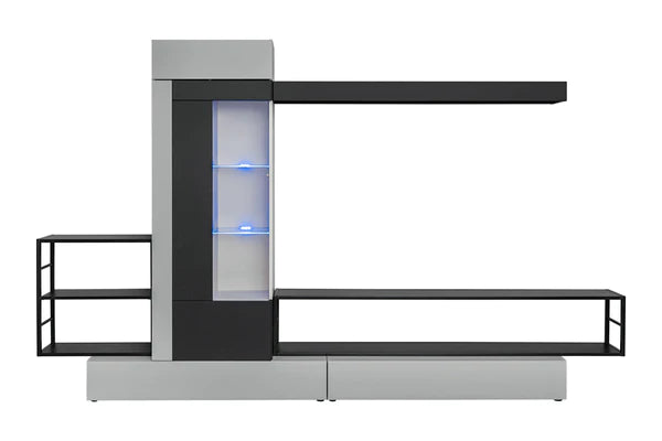 Luscanny Modern Continental Glass Led Display Entertainment Unit