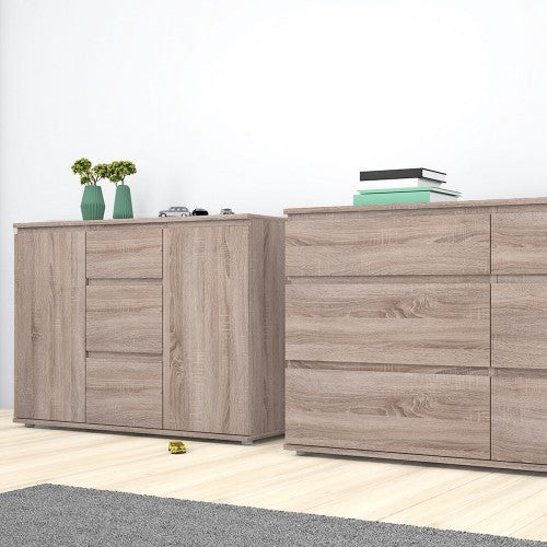 Luscanny Lenznova Imperial Sideboard Cabinet Cupboard with 3 Drawers & 2 Doors in Truffle Oak