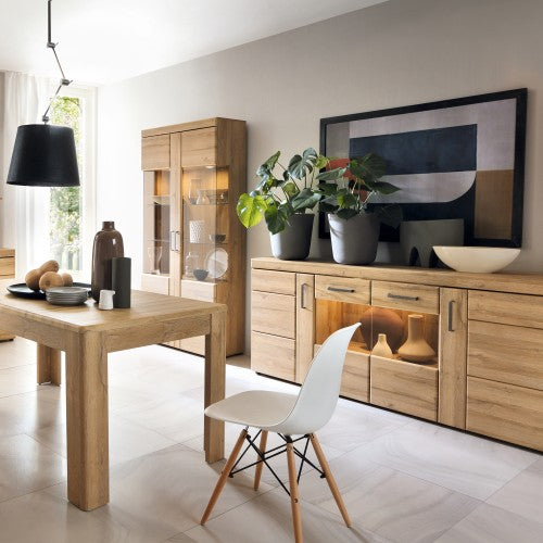 Luscanny Cortina 3 door glazed sideboard in Grandson Oak