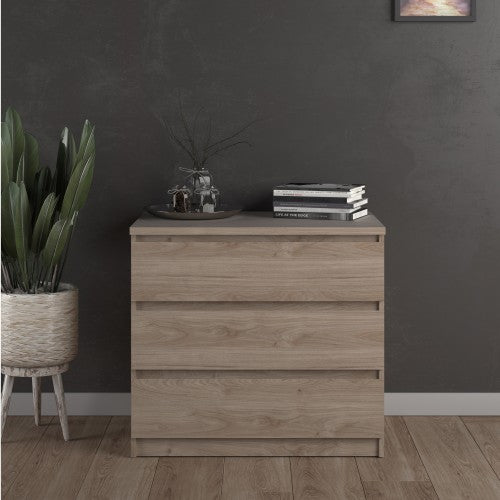 Luscanny Large 3 Drawers Bedside Cabinet Nightstand Table in Oak Storage Chest