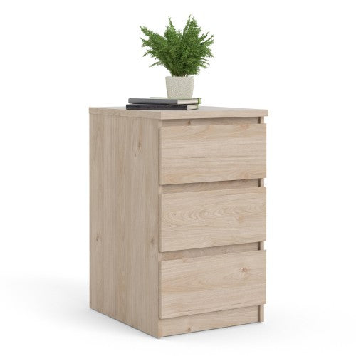 Luscanny 3 Drawers Bedside Cabinet Nightstand Table in Oak Storage Chest