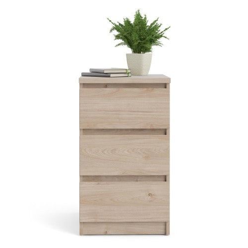 Luscanny 3 Drawers Bedside Cabinet Nightstand Table in Oak Storage Chest