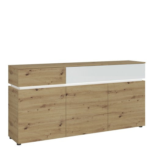 Luscanny Luzzivi 3 door 2 drawer sideboard (including LED lighting) in White and Oak Living Room Storage Unit