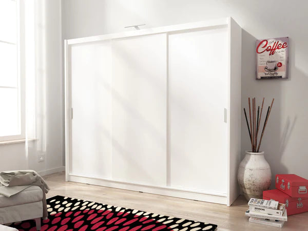 Luscanny Polished Wooden Sliding Door Bedroom Wardorpe 250cm