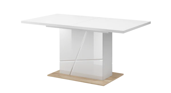 Luscanny Continental High Gloss Polished Extendable Dining Table in White 200cm