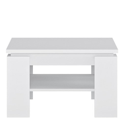 Fribo Small Center coffee table Entertainment Unit in White for Living Room, Bedroom, Office