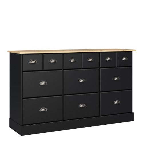 Nola 6+3 Drawer Chest Black & Pine Living Room Sideboard