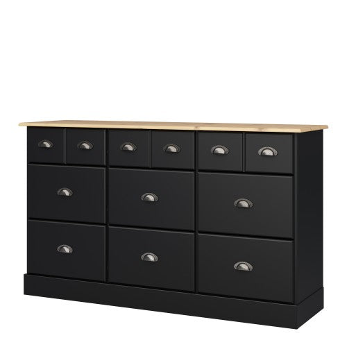 Nola 6+3 Drawer Chest Black & Pine Living Room Sideboard