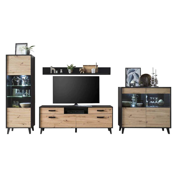 Luscanny Aravonza Large Polished TV Entertainment Living Room Set with 8 Cabinets