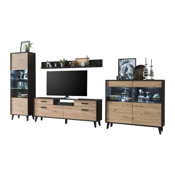 Luscanny Aravonza Large Polished TV Entertainment Living Room Set with 8 Cabinets